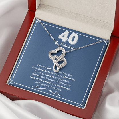 Happy 40Th Birthday Double Heart Necklace Double Hearts Necklace