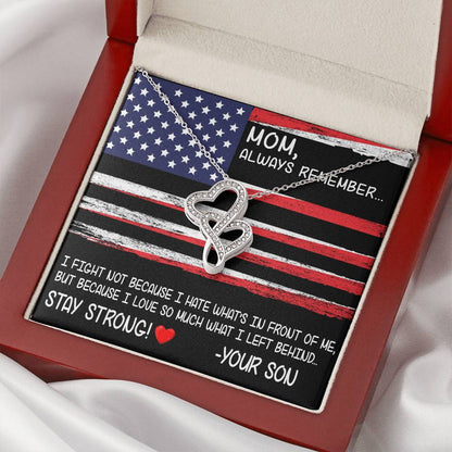 Mom Always Remember - Perfect Us Army Mother's Day Gift Double Hearts Necklace