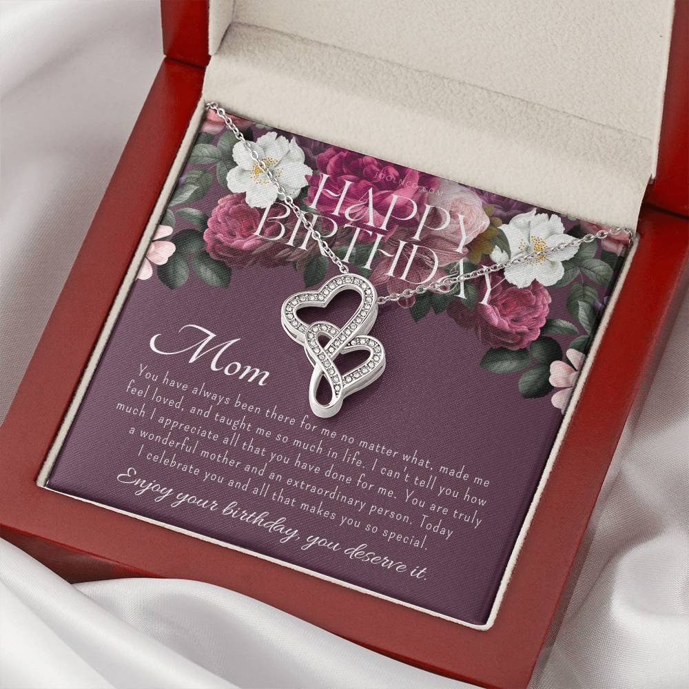 Mother's Birthday Gift  Necklace For Mom's Birthday  Elegant Gift For Mom From Daughter & Son  Best Mom Gift Message C Double Hearts Necklace