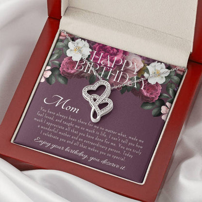 Mother's Birthday Gift  Necklace For Mom's Birthday  Elegant Gift For Mom From Daughter & Son  Best Mom Gift Message C Double Hearts Necklace