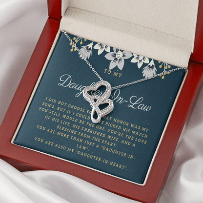 To My Daughter-In-Law Joined Hearts Necklace Gift For Daughter In Law Welcoming Daughter In Law Into Family Daughter I Double Hearts Necklace