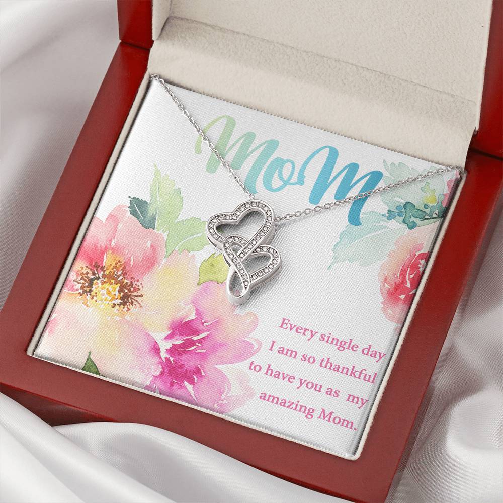 Amazing Mom  Gift Double Hearts Necklace