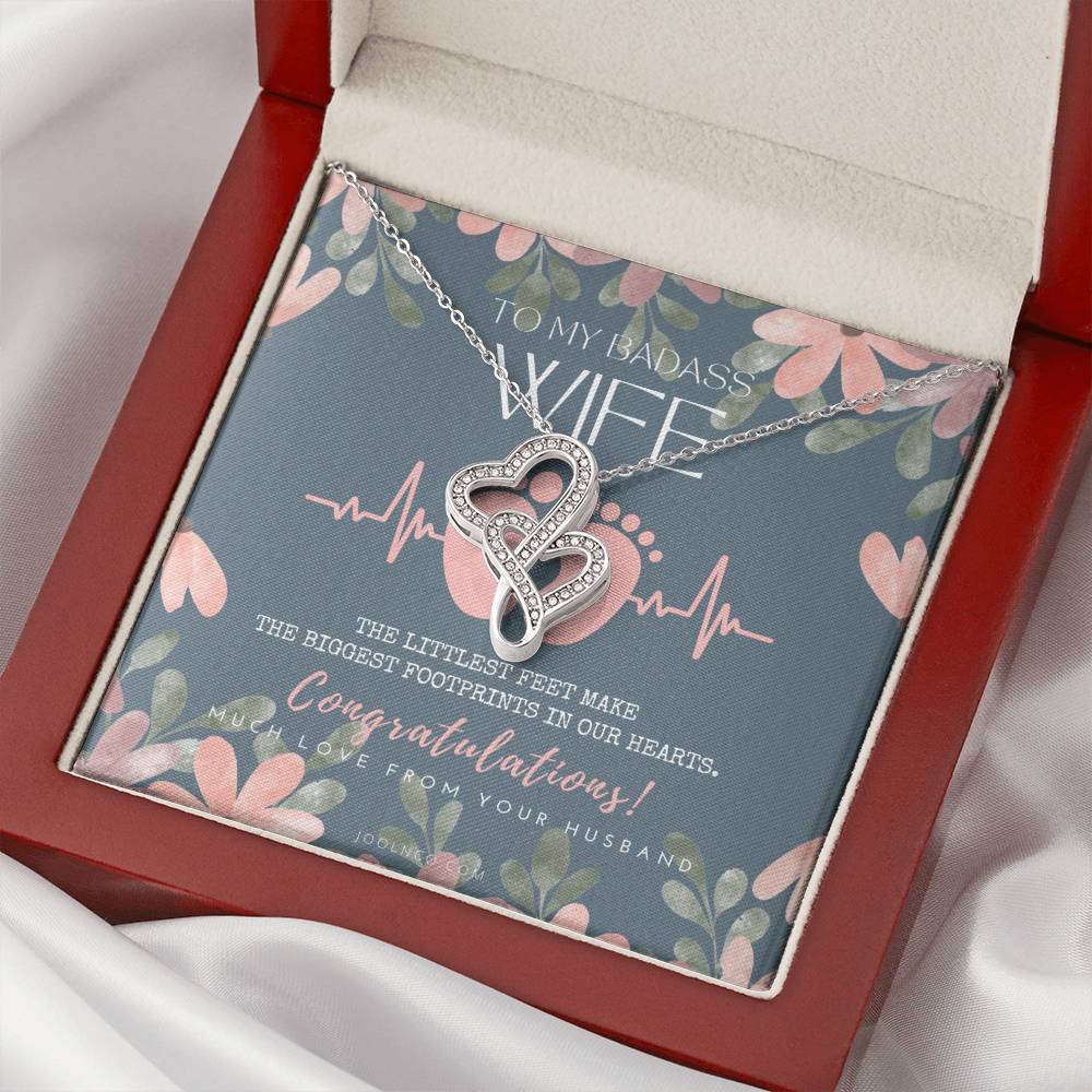 Gift For Pregnant Wife  Mom To Be Gift  New Mommy Necklace  To Mommy To Be  New Mom Jewelry  Forever Love Necklace  Ba Double Hearts Necklace