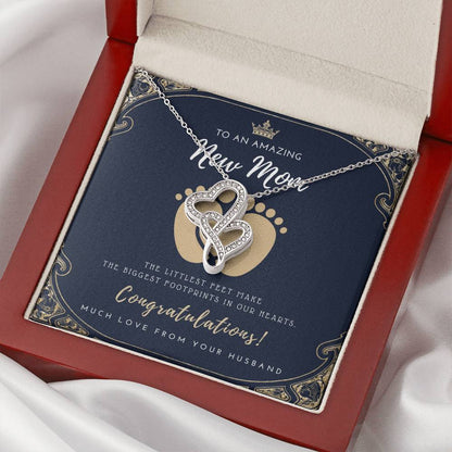 Gift For Pregnant Wife  Mom To Be Gift  New Mommy Necklace  To Mommy To Be  New Mom Jewelry    B Double Hearts Necklace
