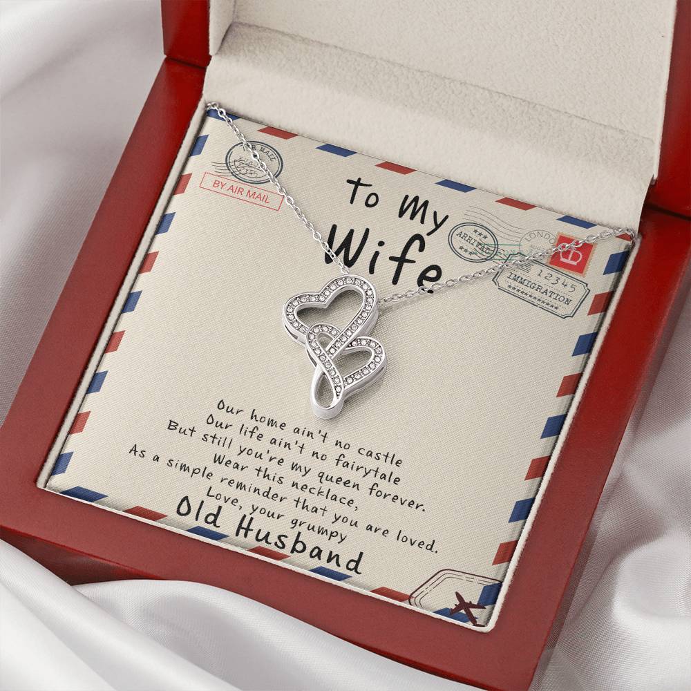 To My Wife - I Love You Message - Tmw20 Double Hearts Necklace