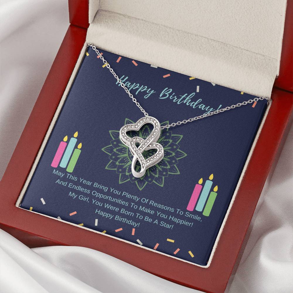 Happy Birthday Double Hearts Necklace