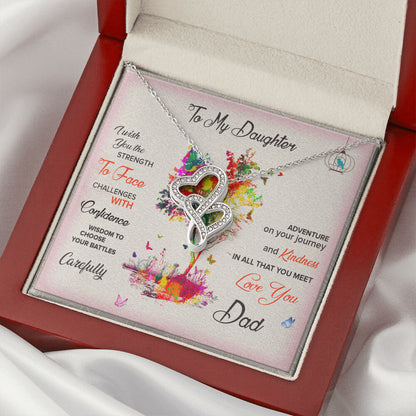 To My Daughter Never Forget I Love You Necklace - To My Daughter Necklace - Father Daughter Necklace - Father To Daugh 1 Double Hearts Necklace