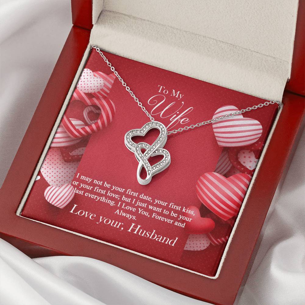 To My Wife -  1 Double Hearts Necklace