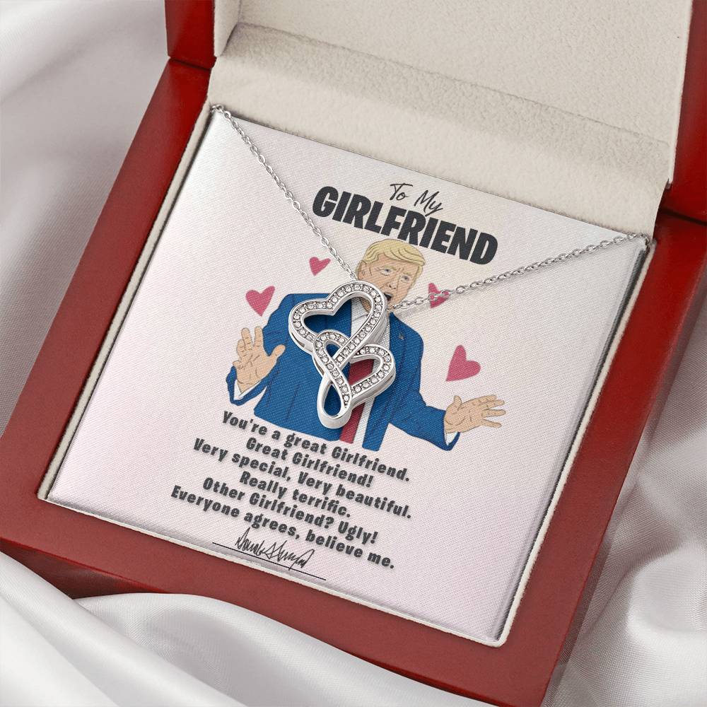 To My Girlfriend - I Love You Message - Tmgf07 Double Hearts Necklace