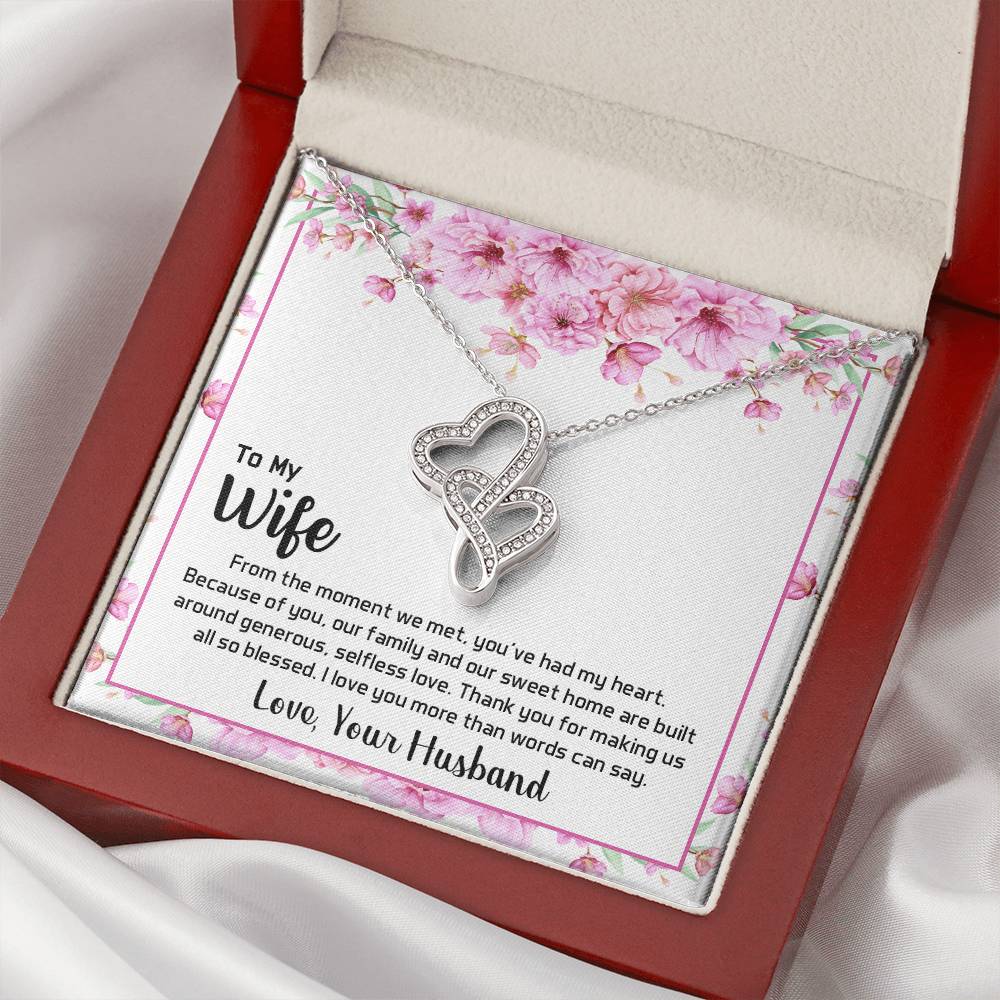 To My Wife -  2 Double Hearts Necklace