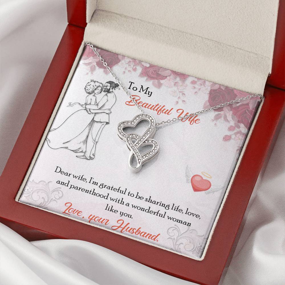 To My Beautiful Wife My Beautiful Wife Necklace Necklace Keepsake For A Wife Necklace Present For Wife To My Beautiful Double Hearts Necklace