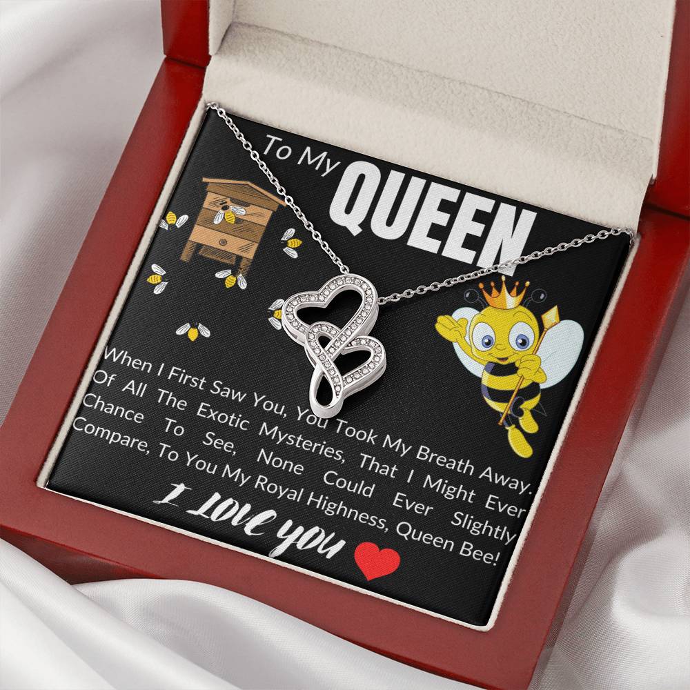 To My Queen - Forever Love Necklace - I Love You - To My Queen Living The Dream Interlocking Heart Necklace - Annivers Double Hearts Necklace