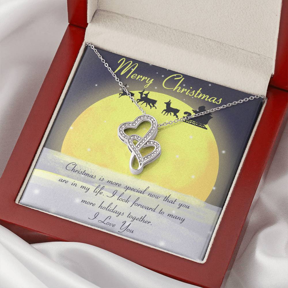 Merry Christmas - Best For All Double Hearts Necklace