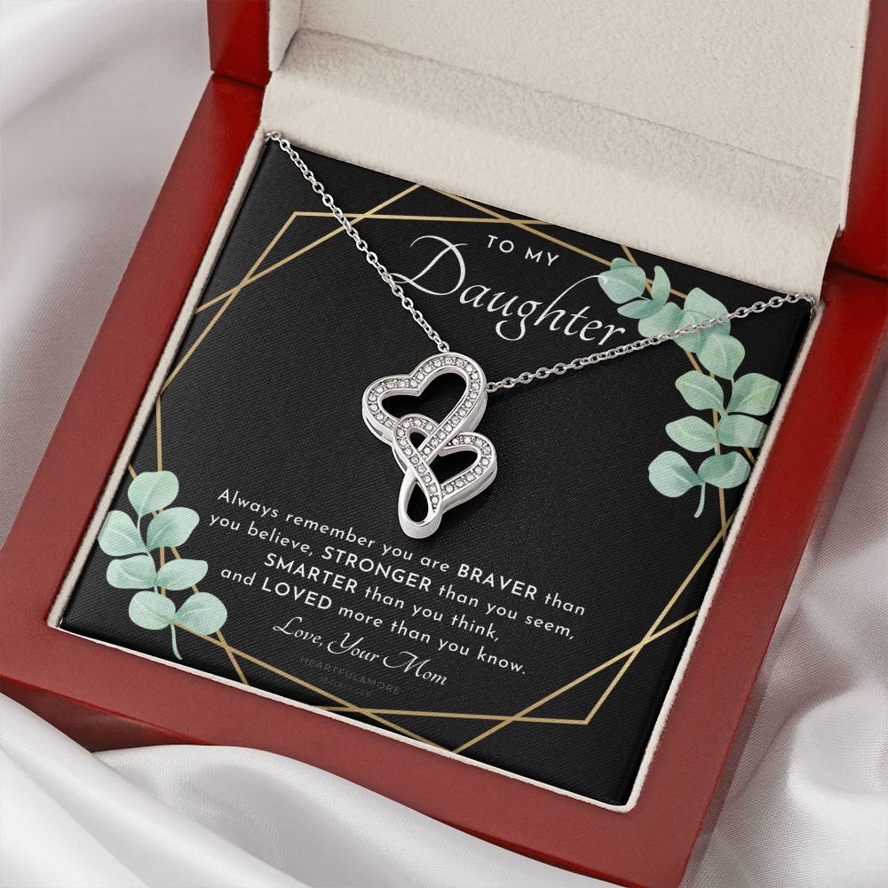 To My Daughter Always Remember Gift For Daughter From Mom Daughter Birthday Graduation Christmas Present 1 Double Hearts Necklace