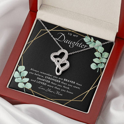 To My Daughter Always Remember Gift For Daughter From Mom Daughter Birthday Graduation Christmas Present 1 Double Hearts Necklace