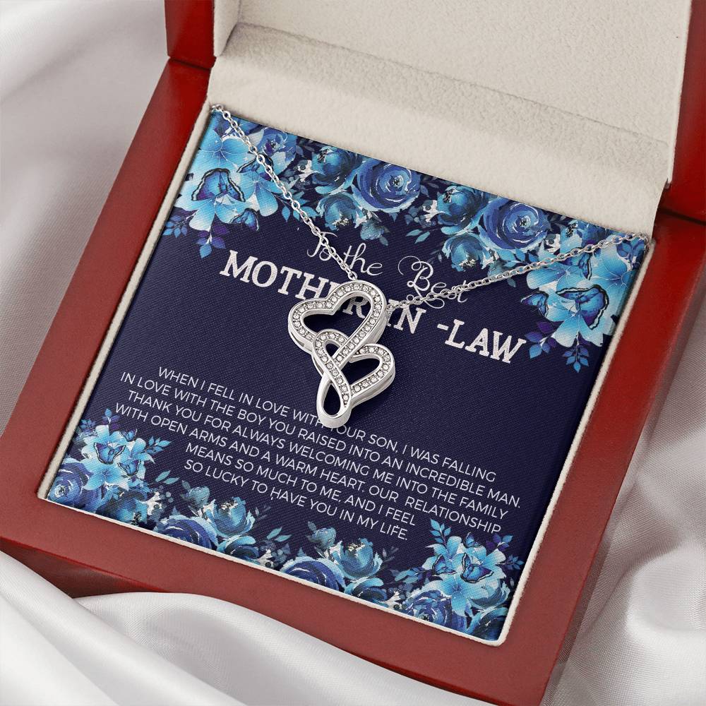 To The Best Mother In Law Double Hearts Necklace