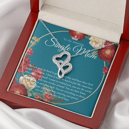 Single Mom Gift Mothers Day Gift Present For Single Mother Super Mom Necklace Gift For Single Mother Jewelry For Mom 2 Double Hearts Necklace