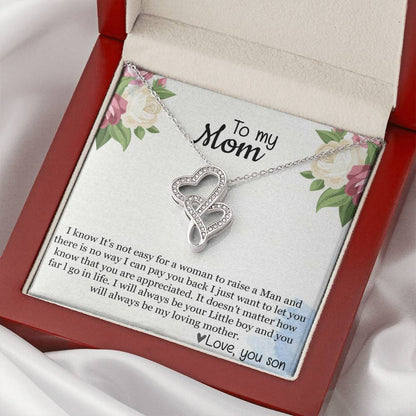 Mothers Day Necklace From Son To My Mom Necklace Gifts Double Hearts Pendant Jewelry Present With Message Card And Gif Double Hearts Necklace