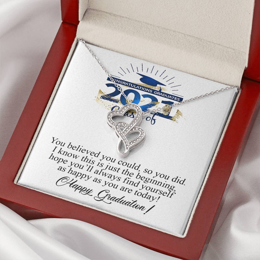 Class Of 2021 Graduation Gift Necklace College Graduation Gifts Graduation Gifts For For Girl Daughter Granddaughter N Double Hearts Necklace