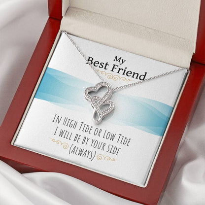 My Best Friend - I Will Be By Your Side - Necklace Double Hearts Necklace