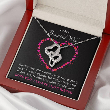 Those Words Made Her Tear Up... Adam T. Double Hearts Necklace