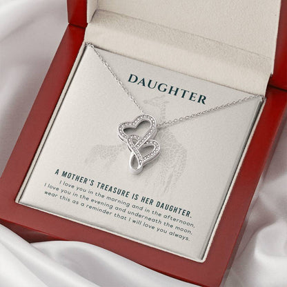 Mom To Daughter Alluring Beauty Necklace Gift - A Mother's Treasure - Giraffe Necklace - Giraffe Necklace For Mom - Mo Double Hearts Necklace