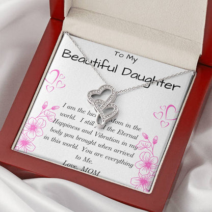 To Daughter From Mom Double Heart Necklace Gift Mom And Daughter No Matter Where You Go Gift From Mom Daughter Wedding 2 Double Hearts Necklace