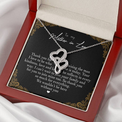 To My Mother In Law Thank You For Raising The Man I Love  1 Double Hearts Necklace