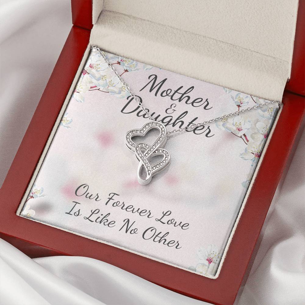 Mother And Daughter  With Luxury Box Double Hearts Necklace