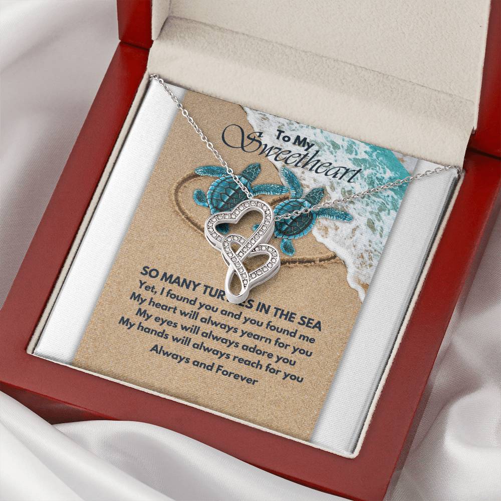 Turtle Love   Double Hearts Necklace