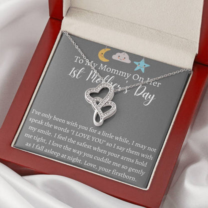 To My Mommy On Her 1St Mother's Day - Double Heart Necklace Double Hearts Necklace