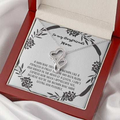 To My Boyfriends Mom - Gray Double Hearts Necklace