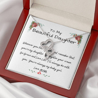 To My Beautiful Daughter - I Love You Forever - Daughter's Birthday Gift - Necklace For Daughter - Gift For Daughter - Double Hearts Necklace