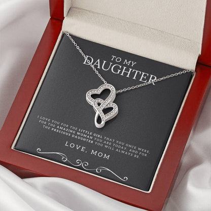 To My Daughter Dragonfly Necklace-  Gift For Daughter - The Most Precious Gift - Daughter Birthday Gift - Daughter Jew Double Hearts Necklace