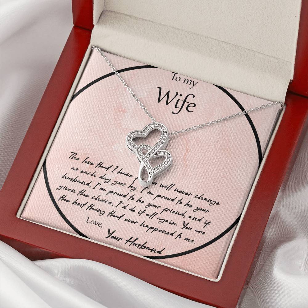 To My Wife The Love That I Have For You - Pink Double Hearts Necklace