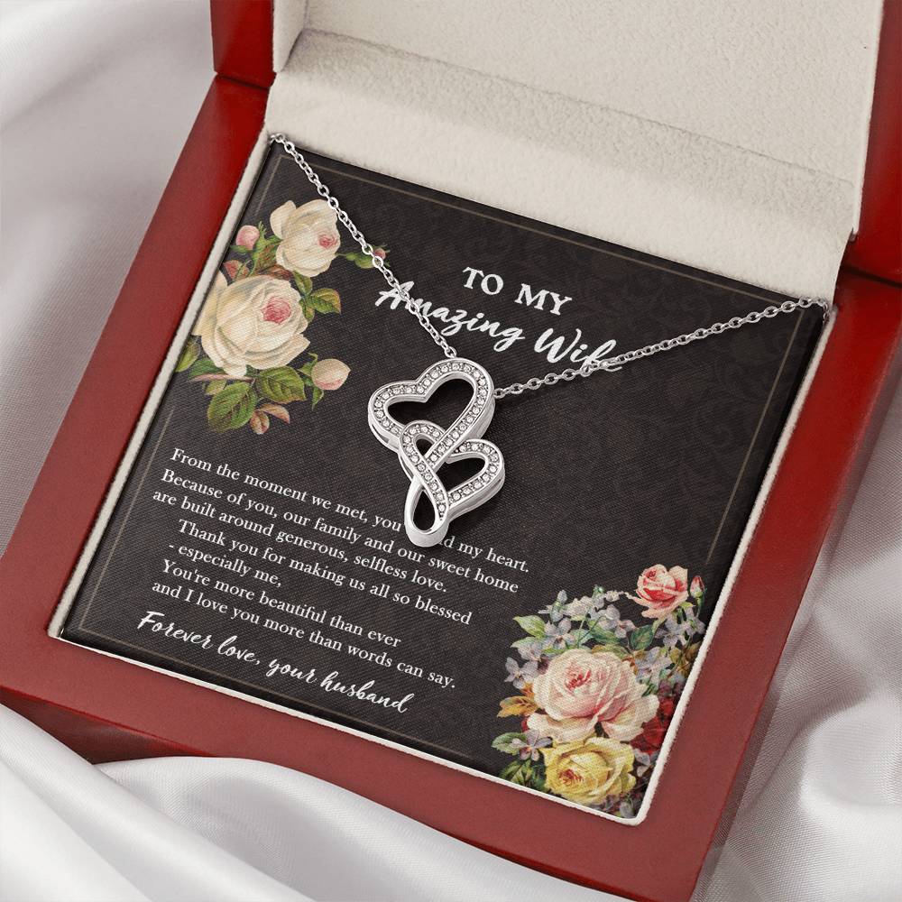 To My Amazing Wife Necklace - Gift For Wife - You've Had My Heart - Necklace For Wife Gift For Wife Anniversary Neckla Double Hearts Necklace