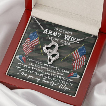To The Best Army Wife In The World Necklace Gift Anniversary Gift Gifts For Her Christmas Gift  Double Hearts Necklace