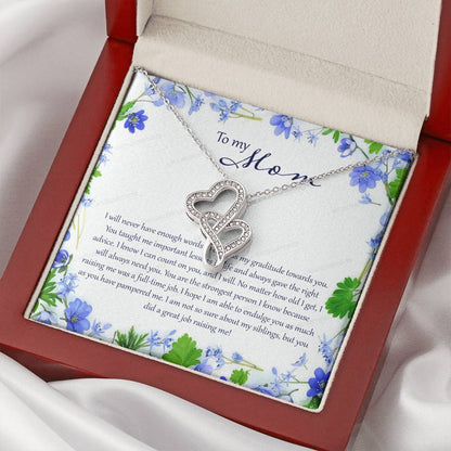 To My Mom I Will Never Have Enough Words Double Hearts Necklace
