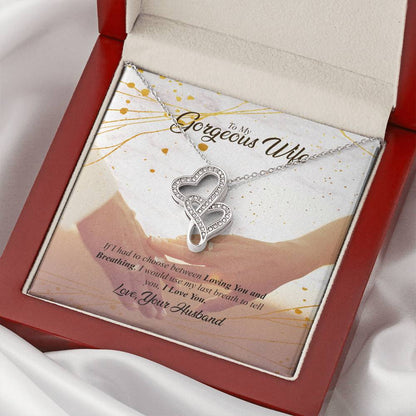 My Gorgeous Wife Double Heart-I Love You Necklace Double Hearts Necklace