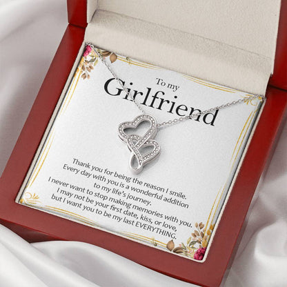 To My Girlfriend - Love Card And Necklace S010 Double Hearts Necklace