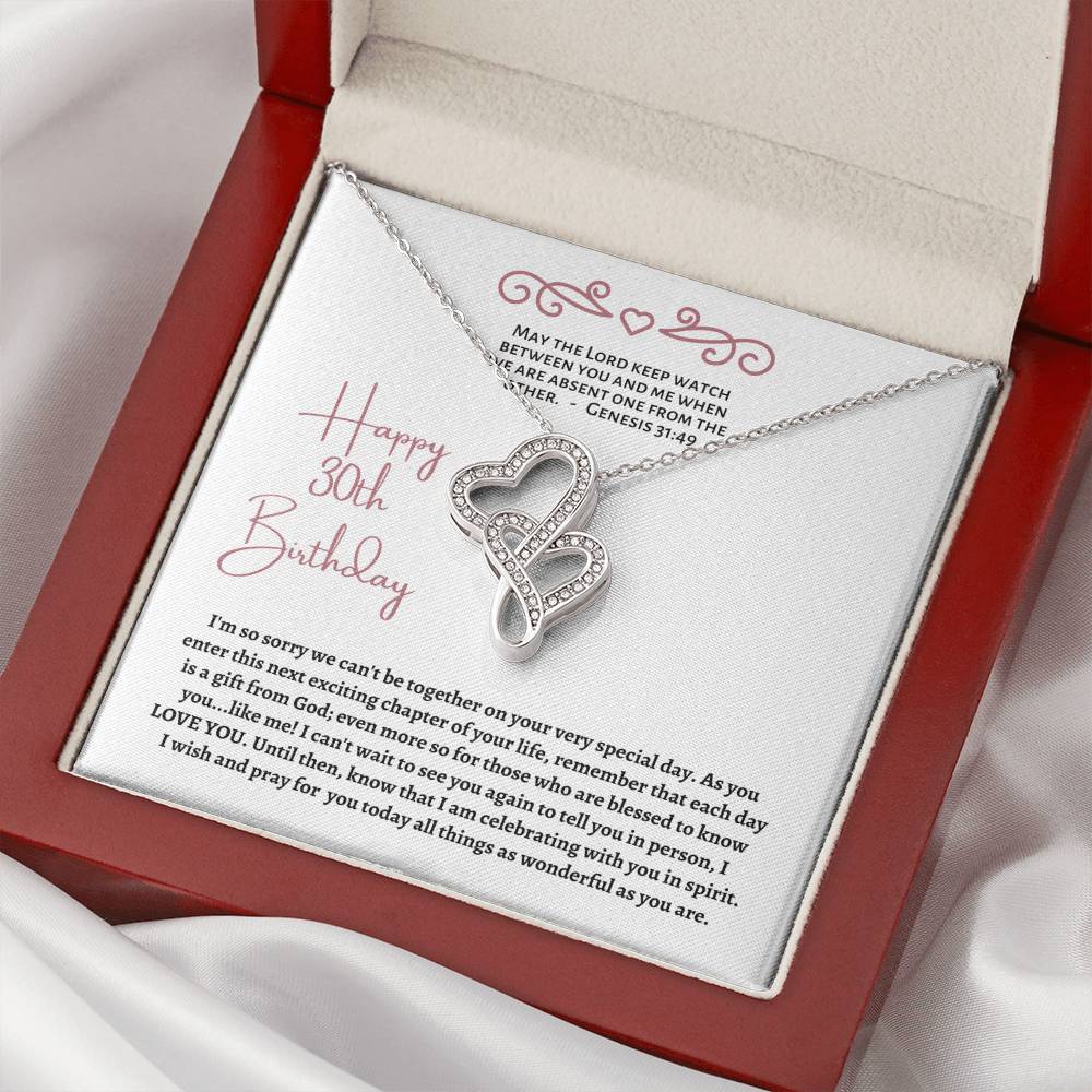 30Th Birthday Gift For Best Friend Double Heart Necklace Long Distance Birthday Gift For Christian Woman Turning 30 Gi Double Hearts Necklace