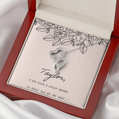 I Am Such A Happy Bride Double Hearts Necklace
