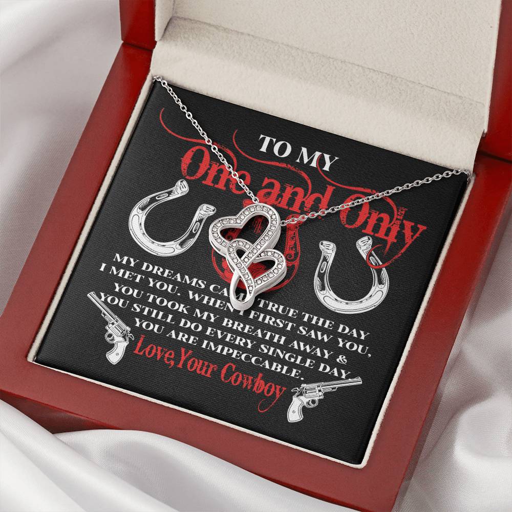 Gift For Her From Cowboy My Dreams Came True The Day I Met You  Double Hearts Necklace