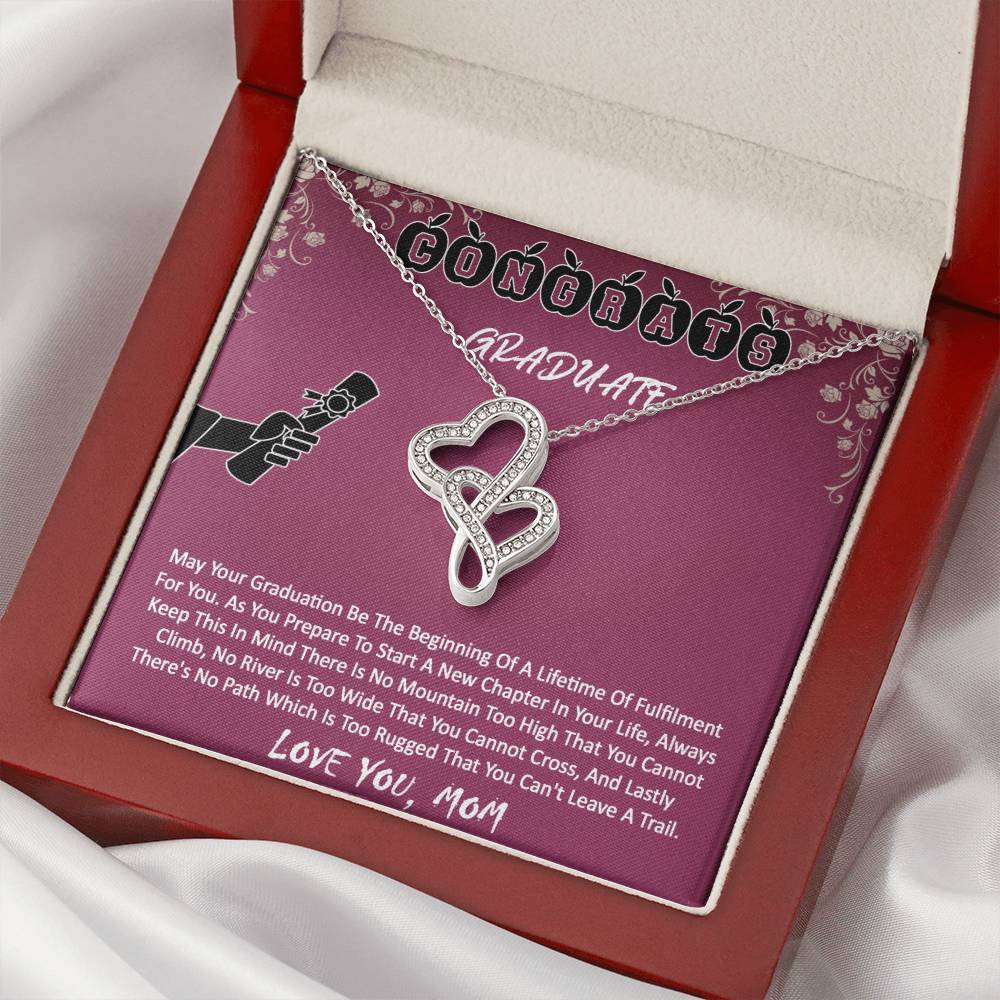 Graduation Gift For Daughter -  Double Hearts Necklace