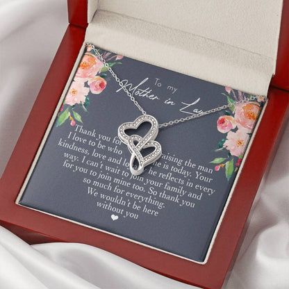 To My Mother In Law Thank You For Raising The Man I Love  2 Double Hearts Necklace