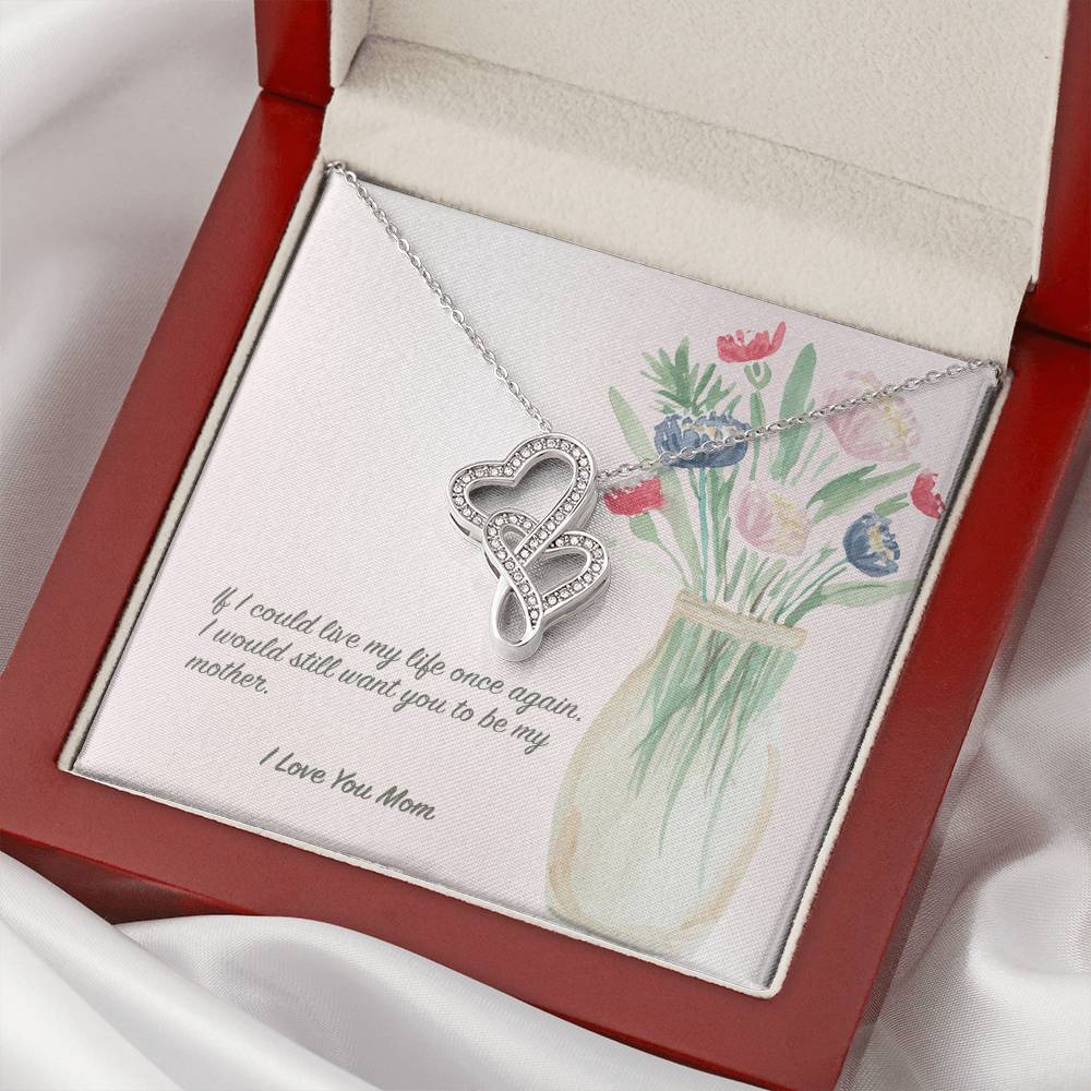 I  Love You Mom Necklace Double Hearts Necklace