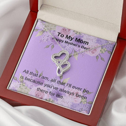 To My Mom Roses Double Hearts Necklace