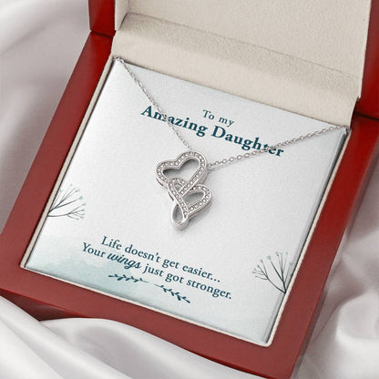 To My Amazing Daughter Double Hearts Necklace