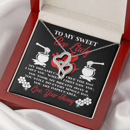 Gift For Her Bee Lady From Honey My Dreams Came True The Day I Met You  Double Hearts Necklace