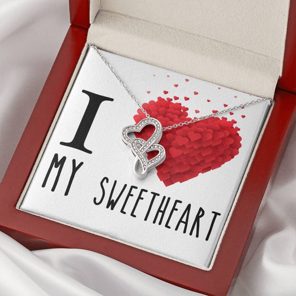 I Love My Sweetheart Girlfriend Wife Love Double Hearts Cz Necklace Valentines Day Or Birthday Heartfelt Keepsake Gift Double Hearts Necklace